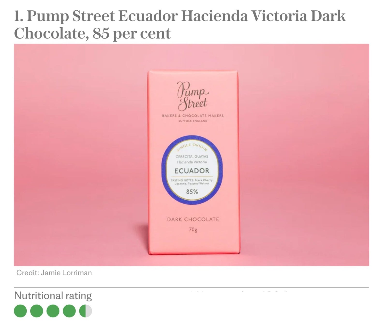 Our Ecuador 85% Bar Featured in The Telegraph