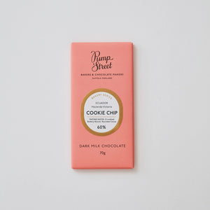 Front of Pump Street's Artisan Craft Chocolate Bar Dark Milk Cookie Chip