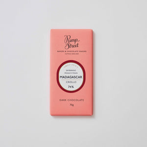 Front of Pump Street Single Origin Madagascar 74% Craft Chocolate Bar