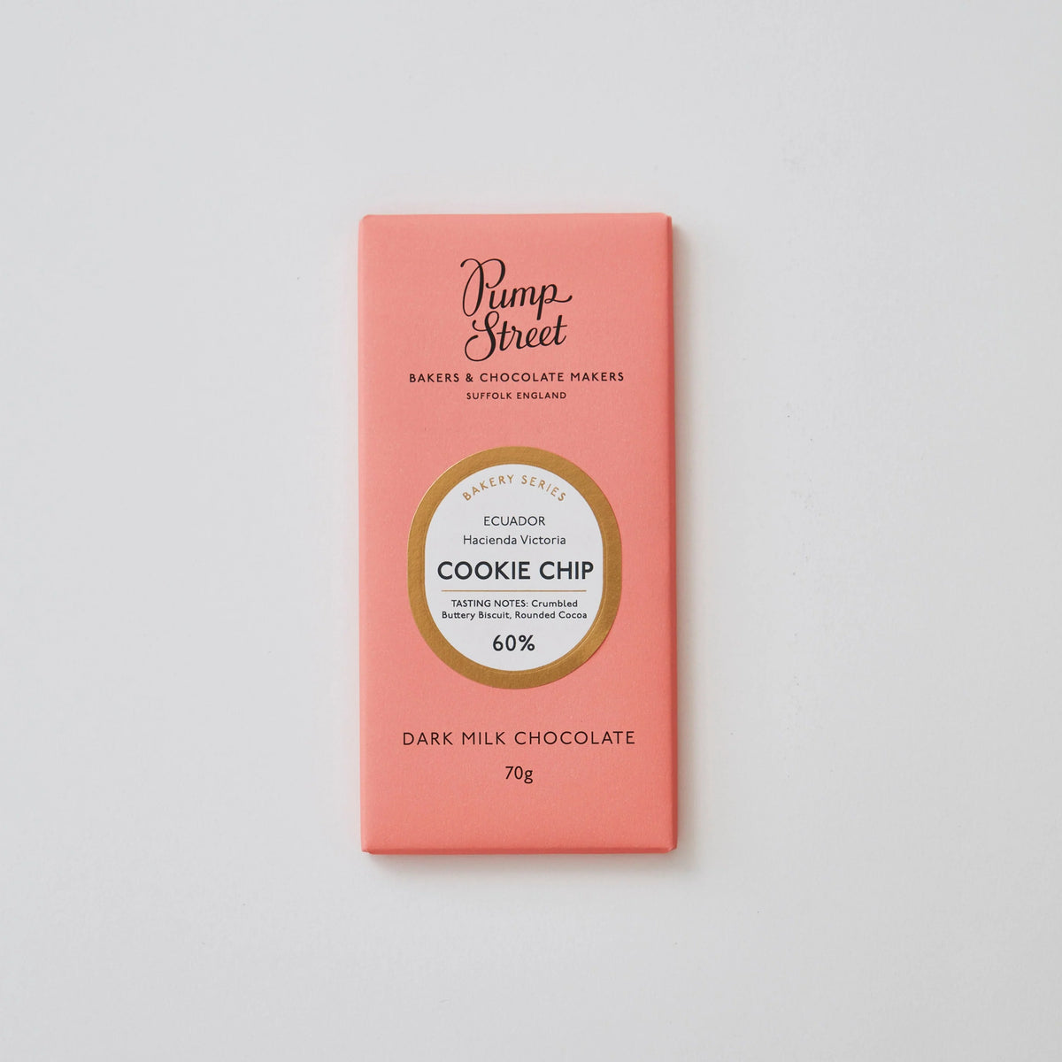 Front of Pump Street&#39;s Artisan Craft Chocolate Bar Dark Milk Cookie Chip 
