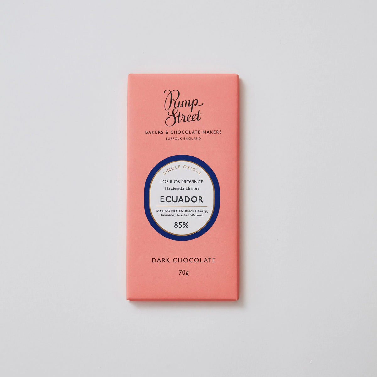 Front of Pump Street's Artisan Dark Craft Chocolate Bar From Ecuador, 85%