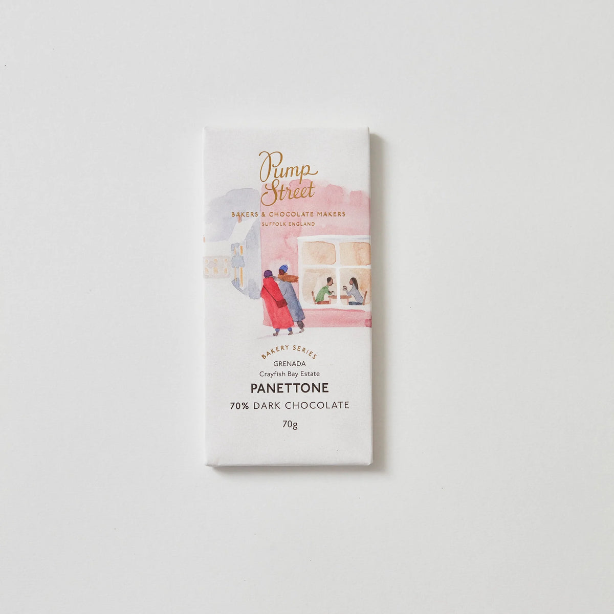 Pump Street&#39;s Christmas Panettone chocolate bar in festive packaging