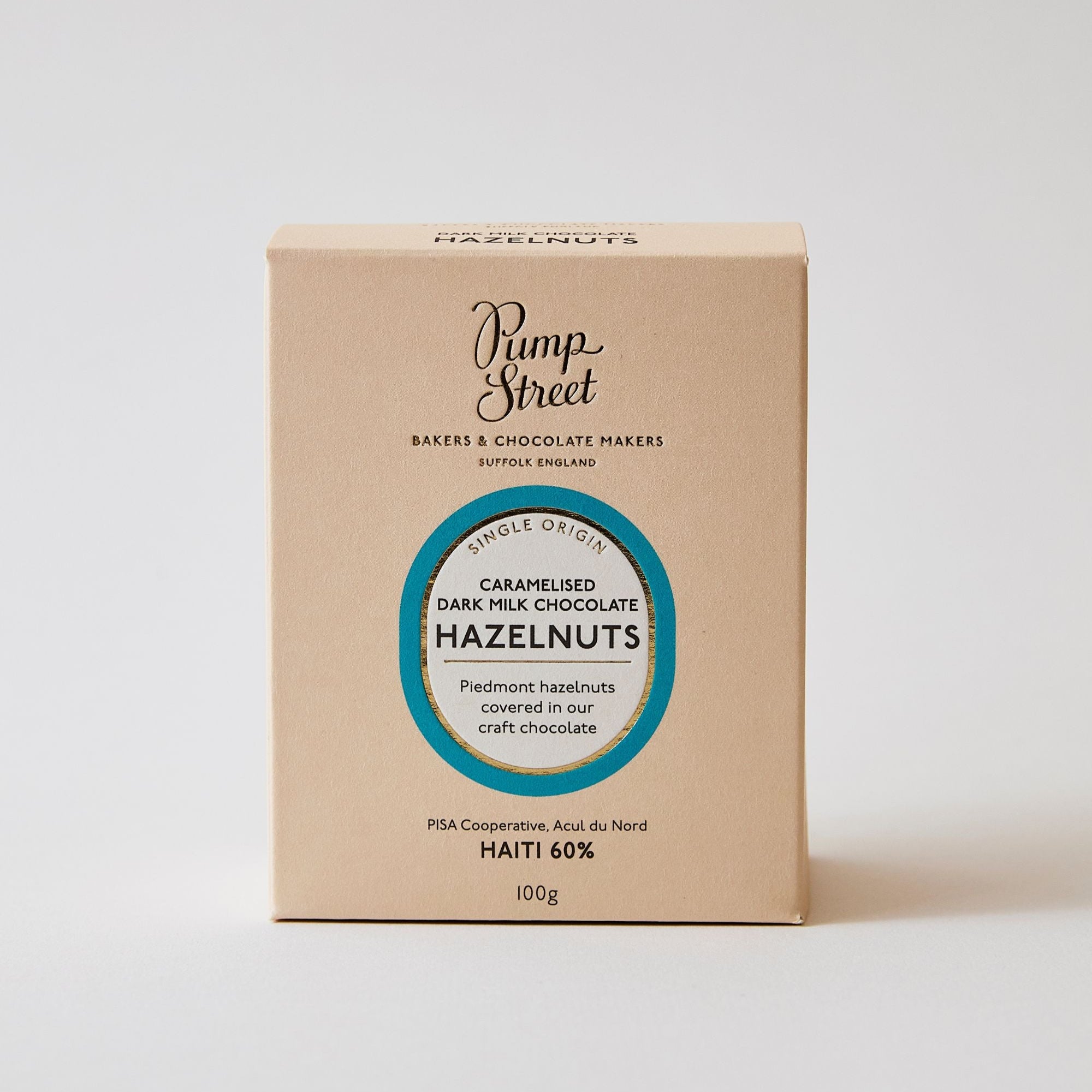 Haiti 60% Dark Milk Caramelised Hazelnuts - 100g