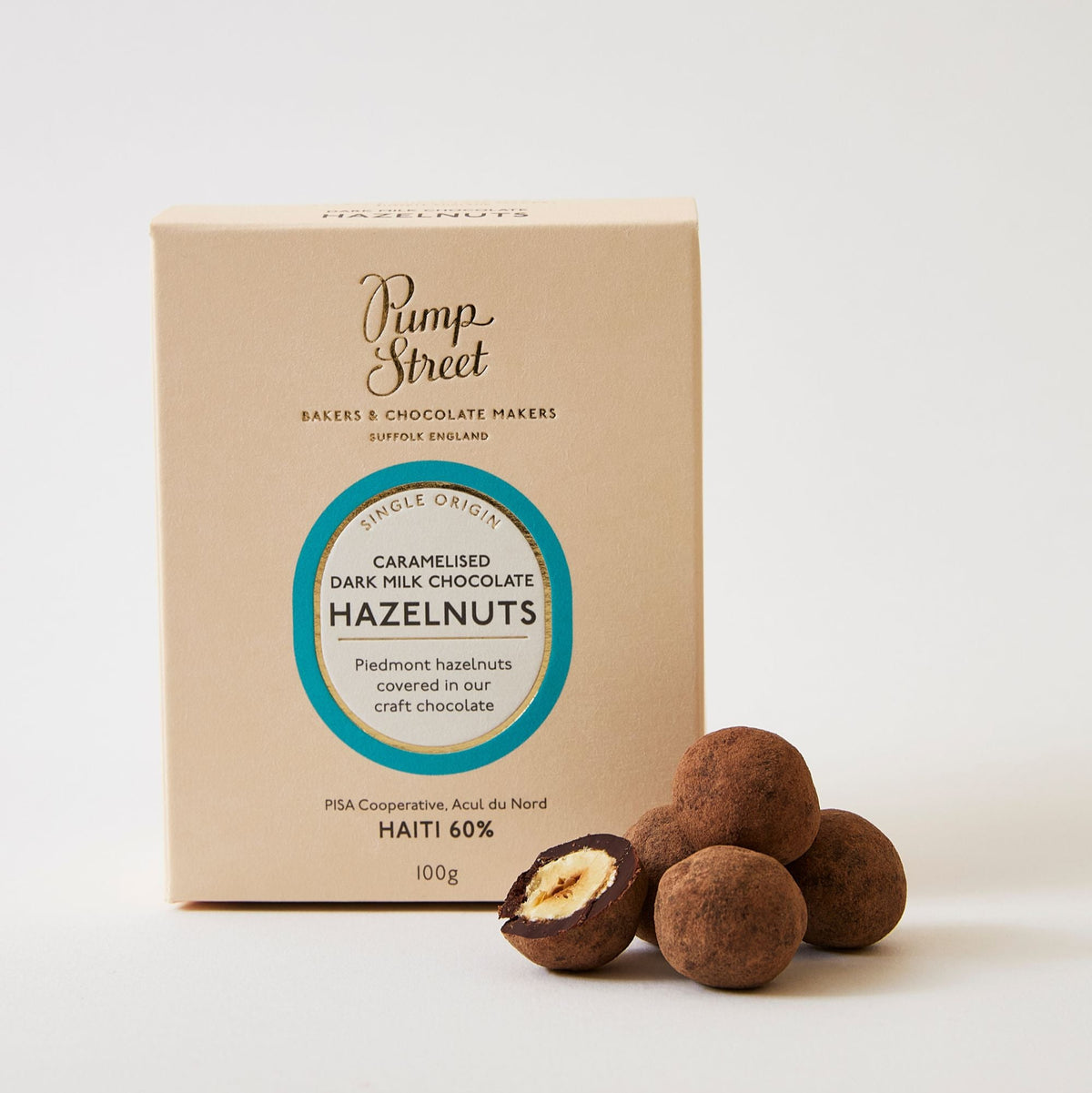 Haiti 60% Dark Milk Caramelised Hazelnuts - 100g