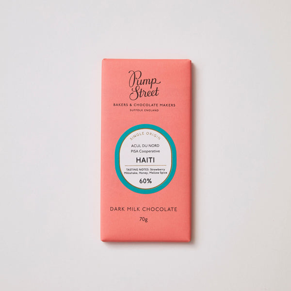Pump Street chocolate bar on a white background
